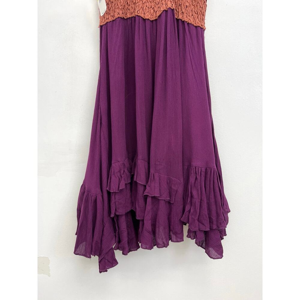 FP One Adella Slip Mini Dress Crochet Lace Bodice Boho Ruffle Fairy - Medium - Picture 11 of 16